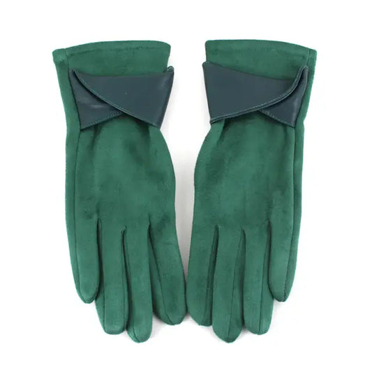 Gloves with Faux Leather & Suede Trim