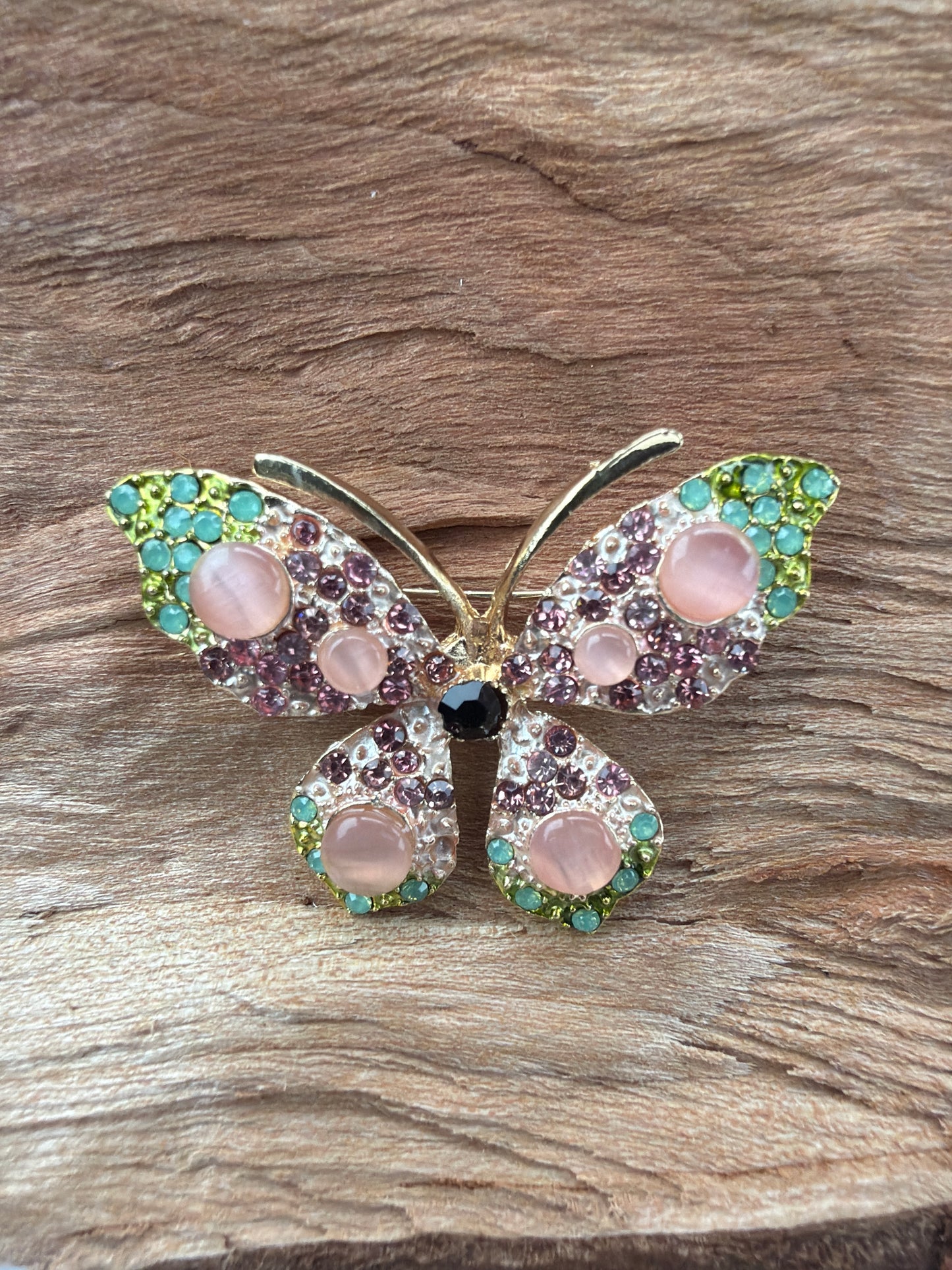 Butterfly Brooch Pink &Green