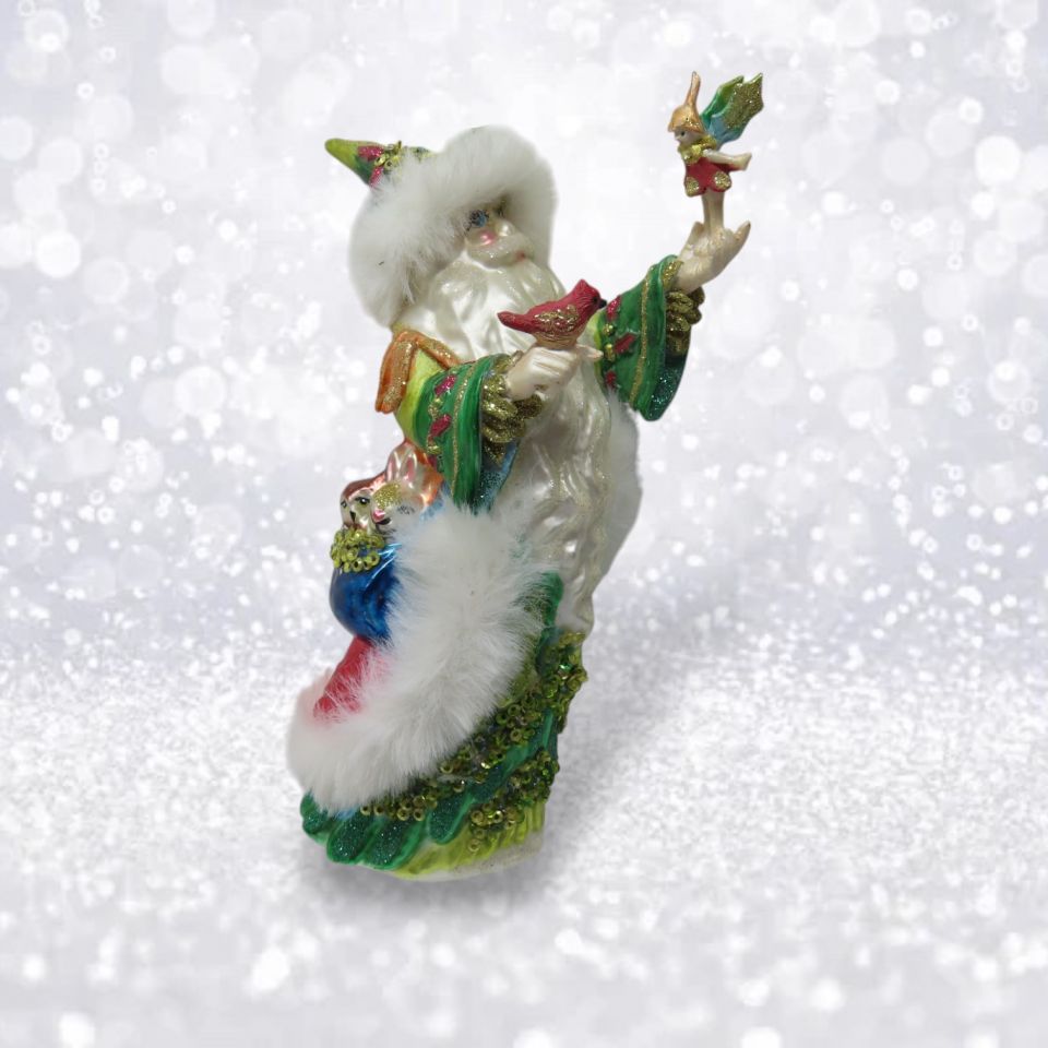 Santa w/ Fairy & Red Bird Ornament