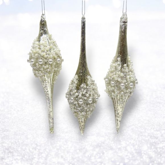Silver Finial w/ Pearl Ornaments