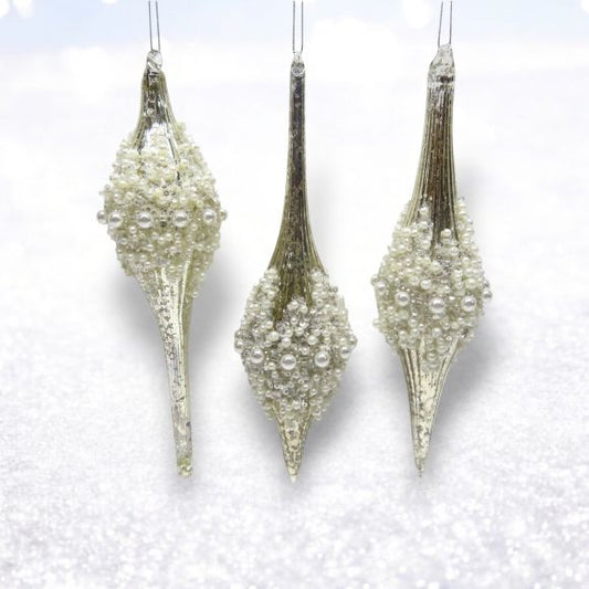 Silver Finial w/ Pearl Ornaments