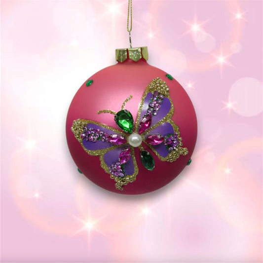 Jeweled Butterfly Ornament Pink