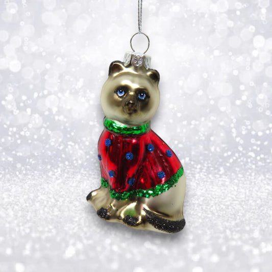 Siamese Cat w/Sweater Ornament