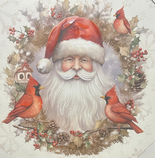 Santa w/Cardinals Wall Art