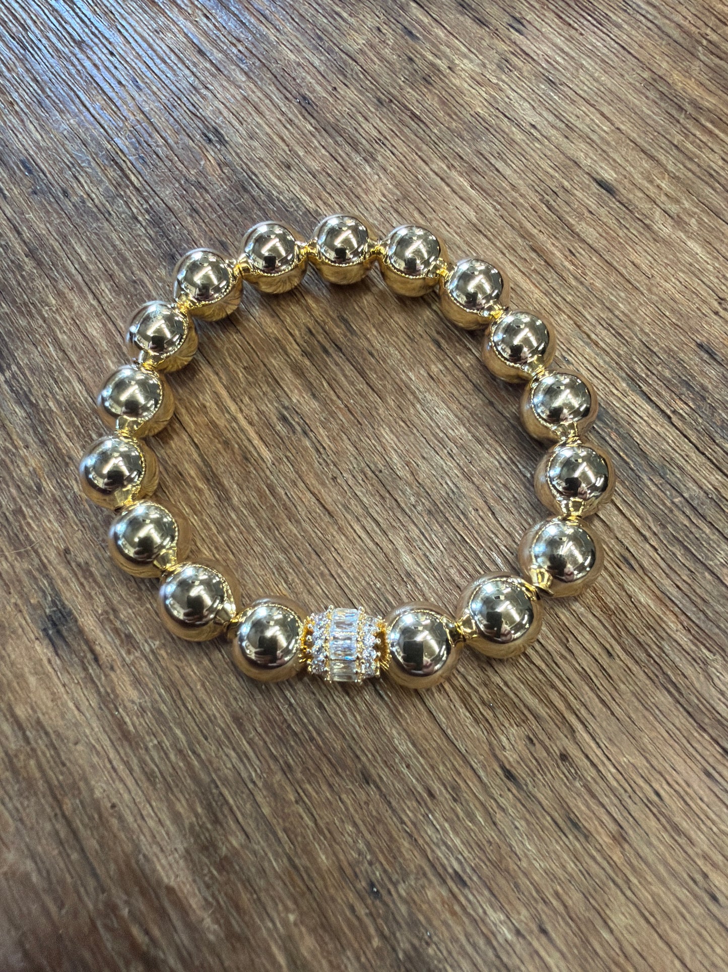 bracelet gold  balls rhinestone center ball