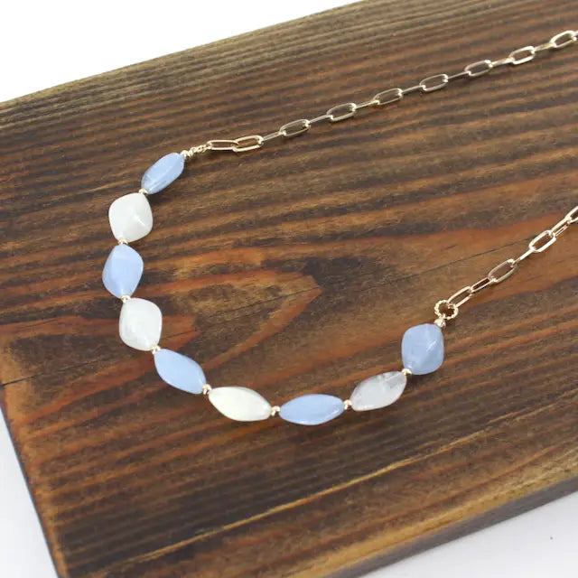 Blue Rhombus Bead Necklace