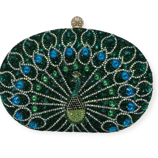 Peacock Rhinestone Evening Bag