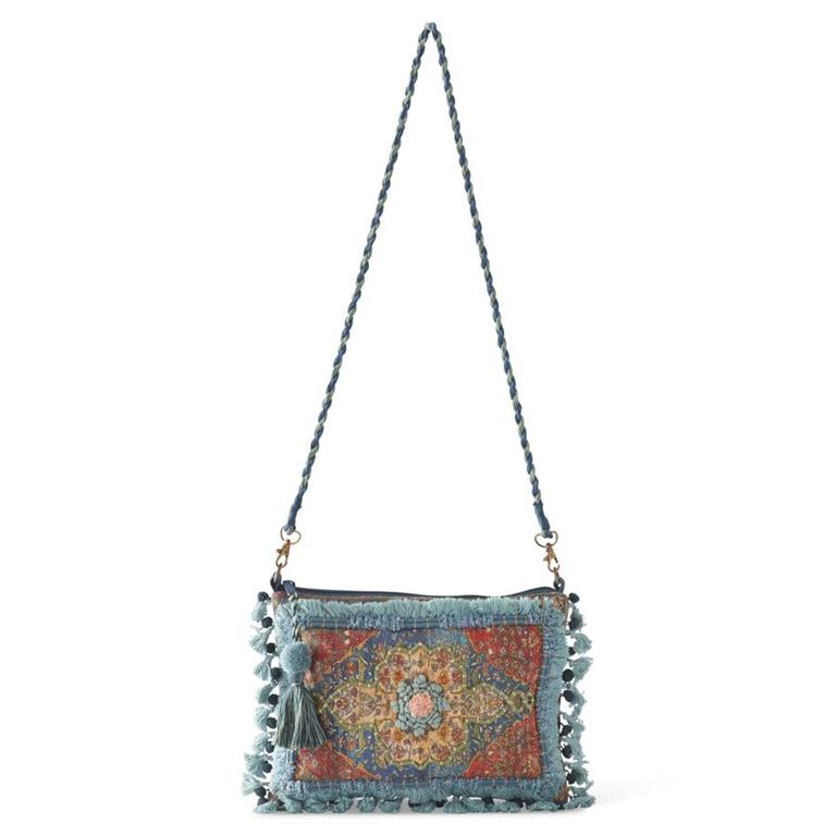 Coral Teal Boho Crossbody Purse