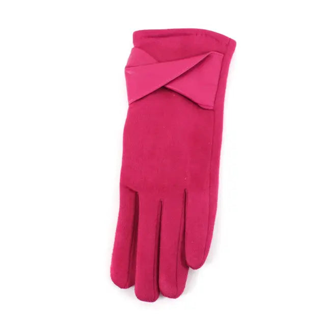Gloves with Faux Leather & Suede Trim