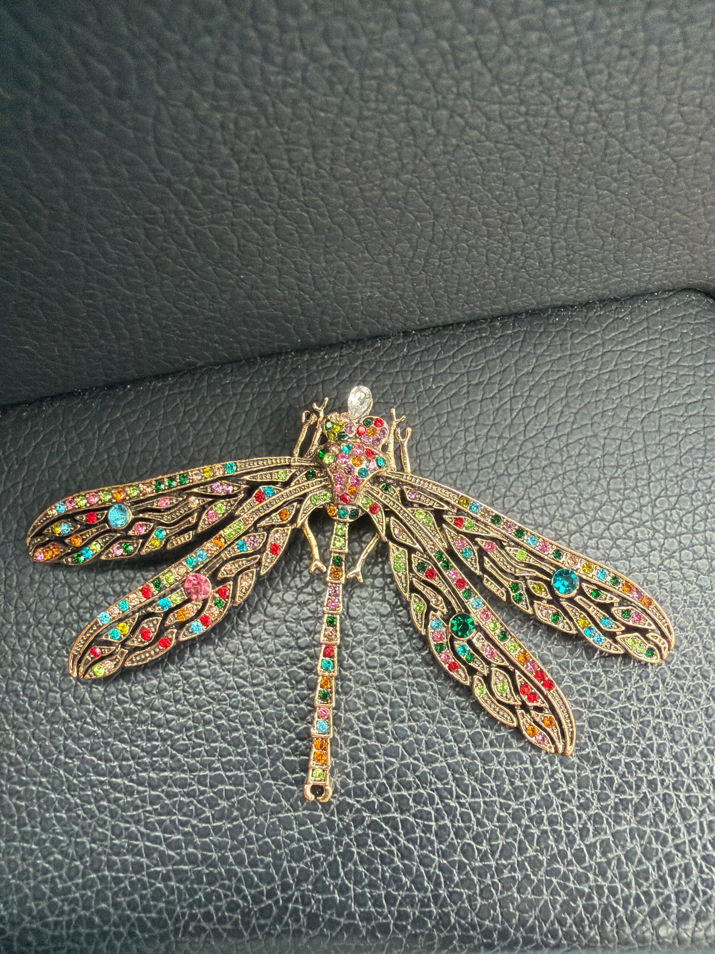 Dragonfly Brooch Multi Colored Jewels