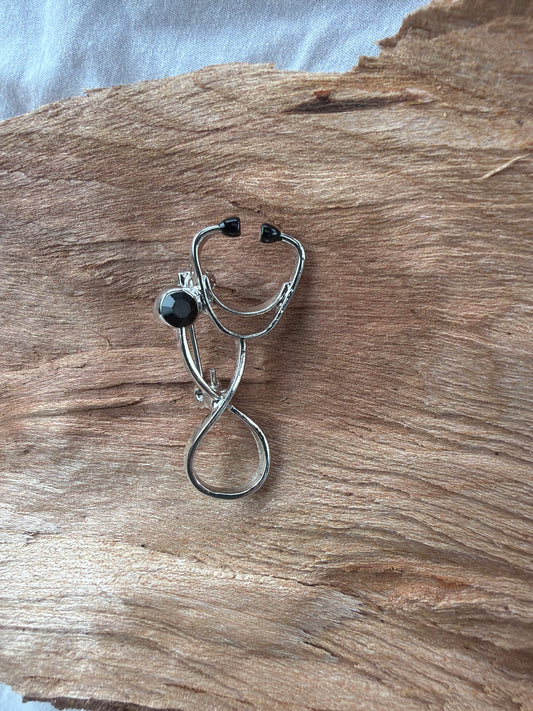Silver STETHOSCOPE Brooch