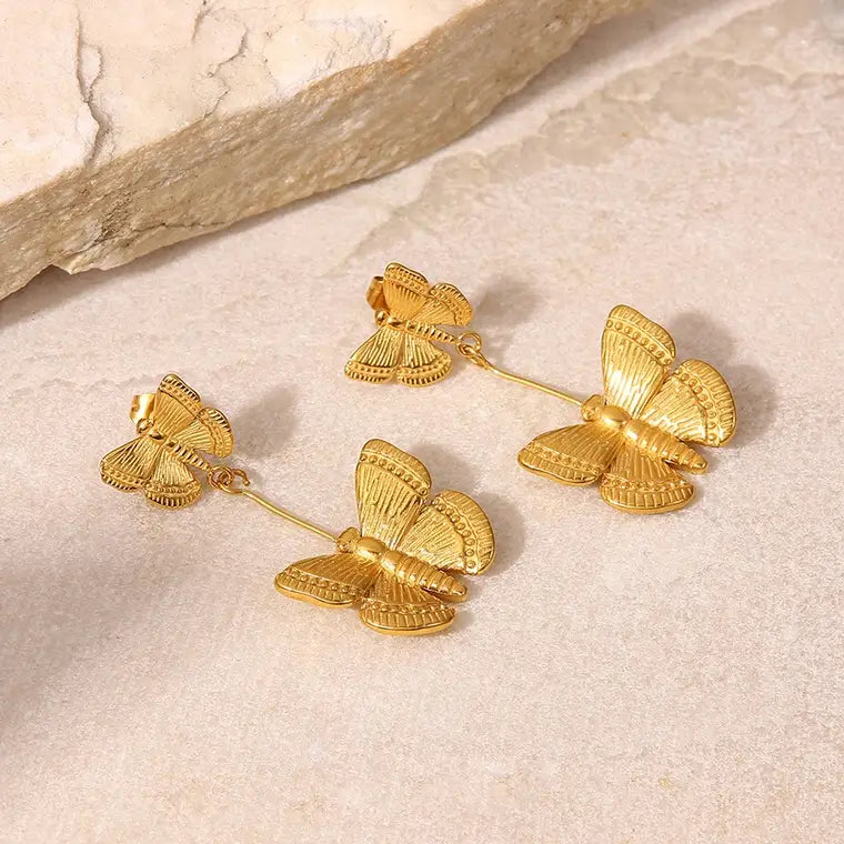 18K Gold Butterfly Earrings
