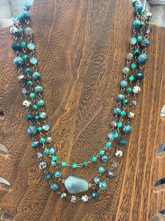 Triple Strand Necklace Round Beads