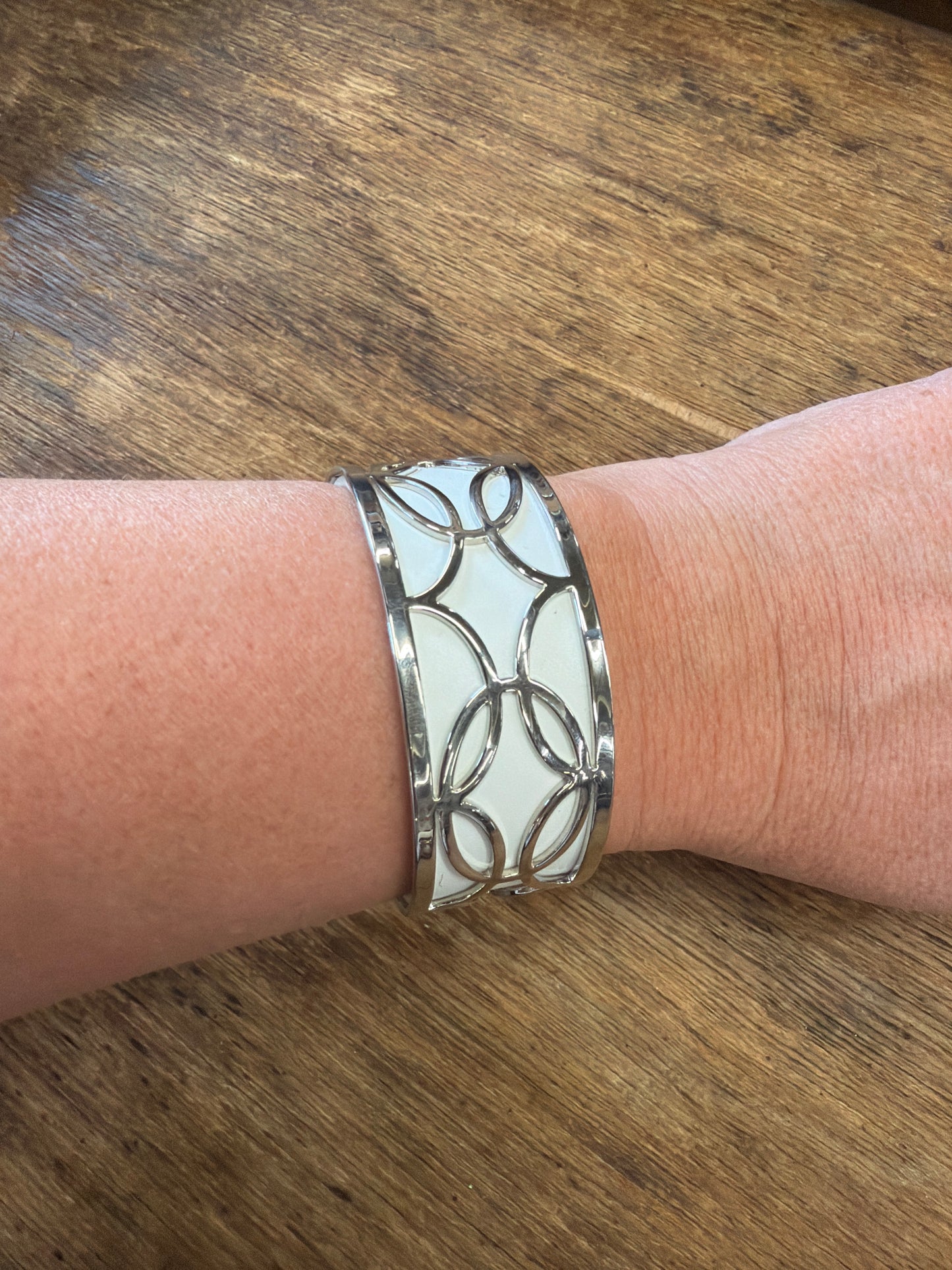 White and Silver cuff bracelet