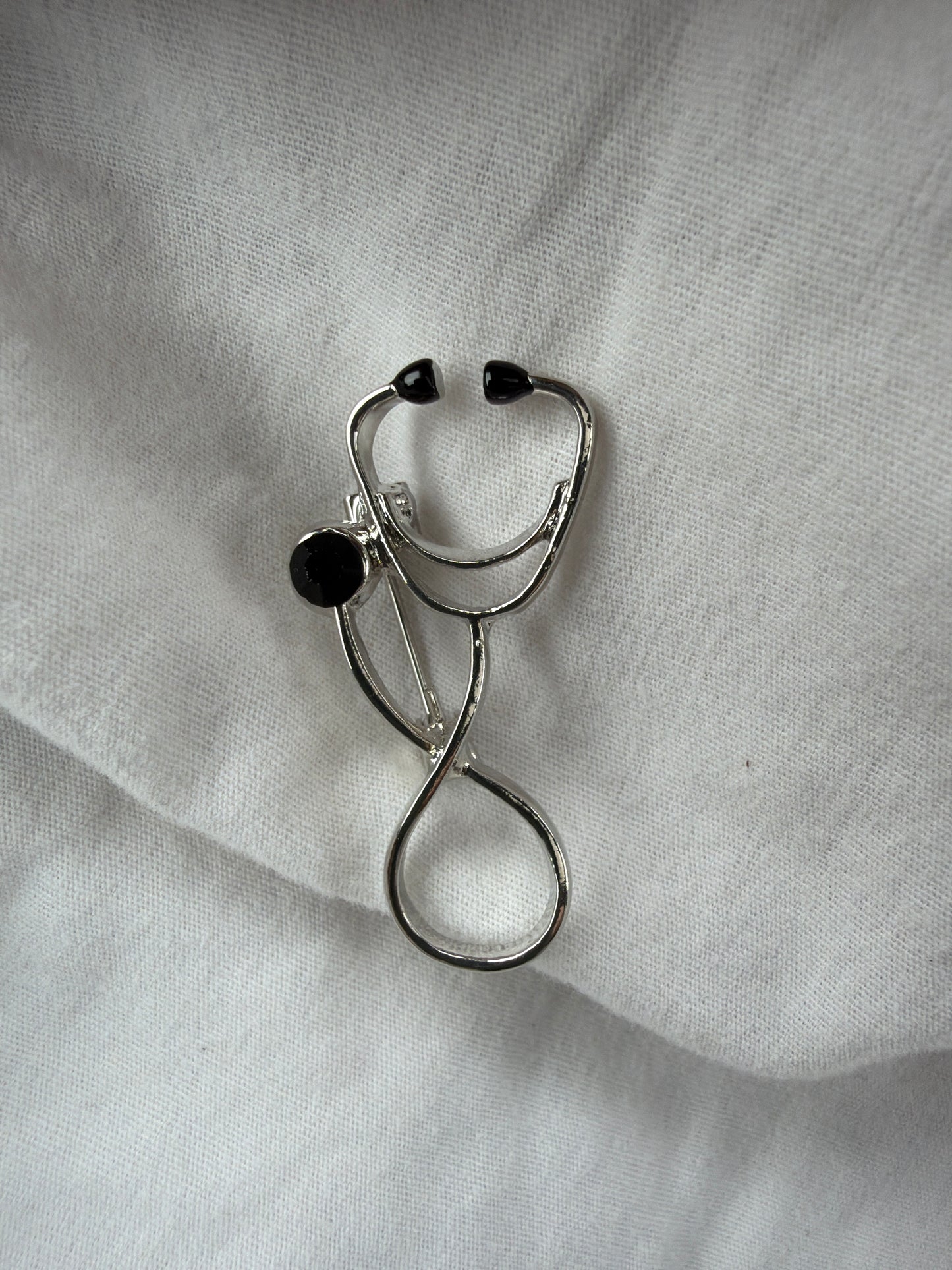 Silver STETHOSCOPE Brooch