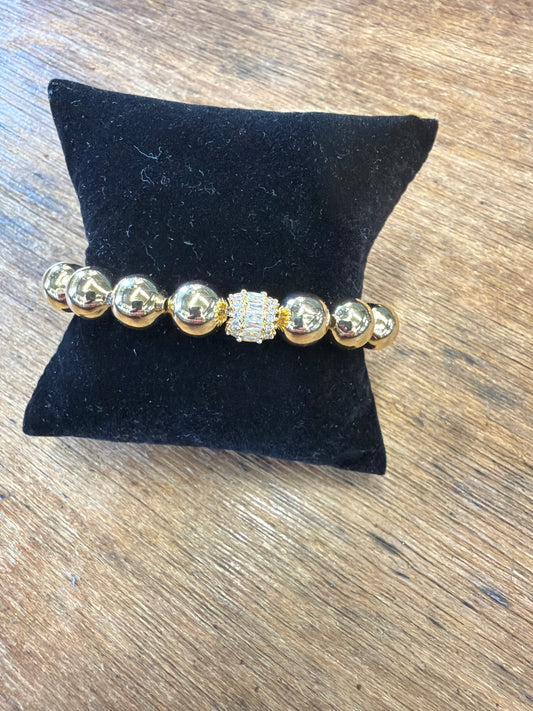 bracelet gold  balls rhinestone center ball
