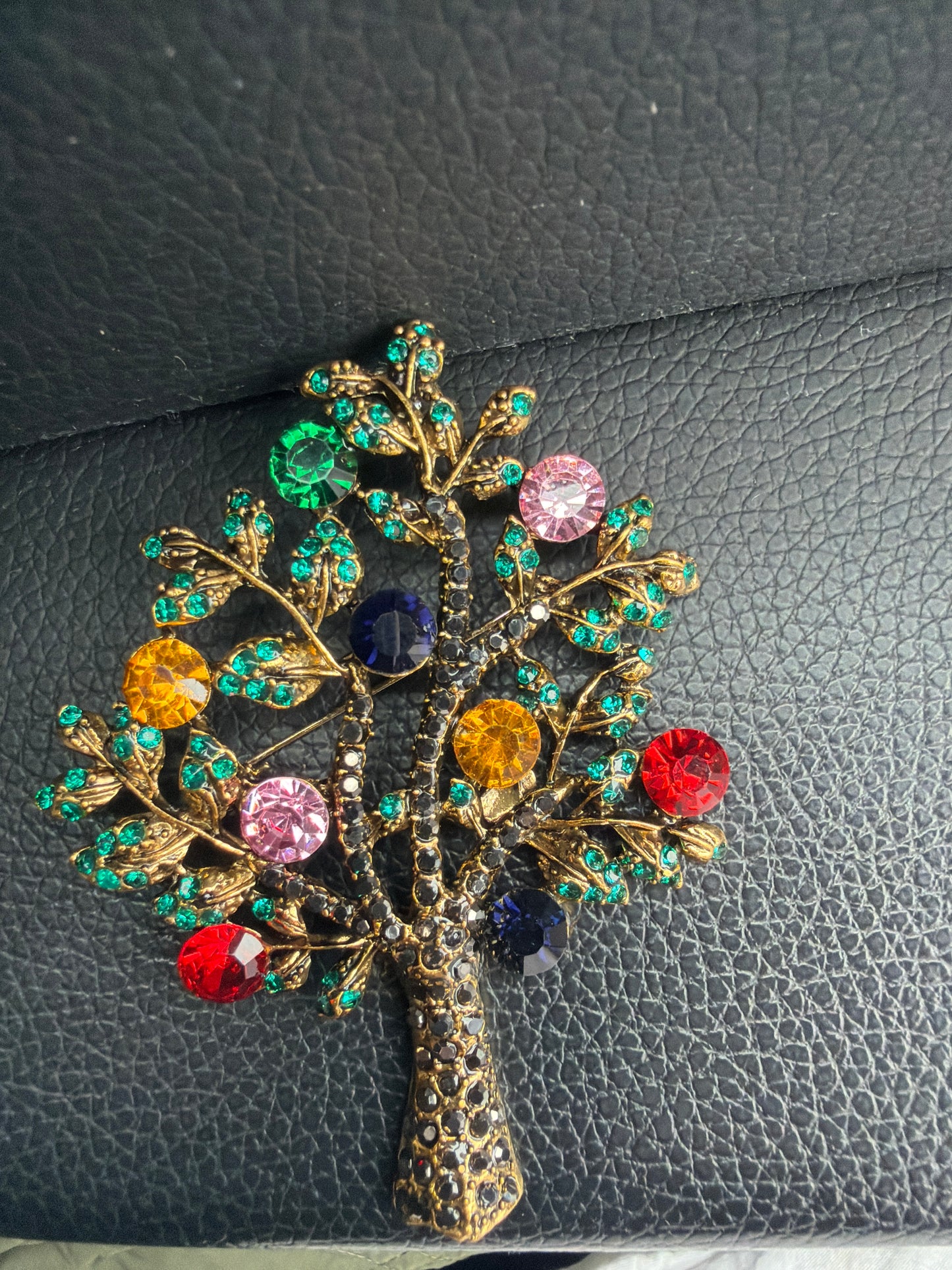 Tree Multi Jeweled Brooch