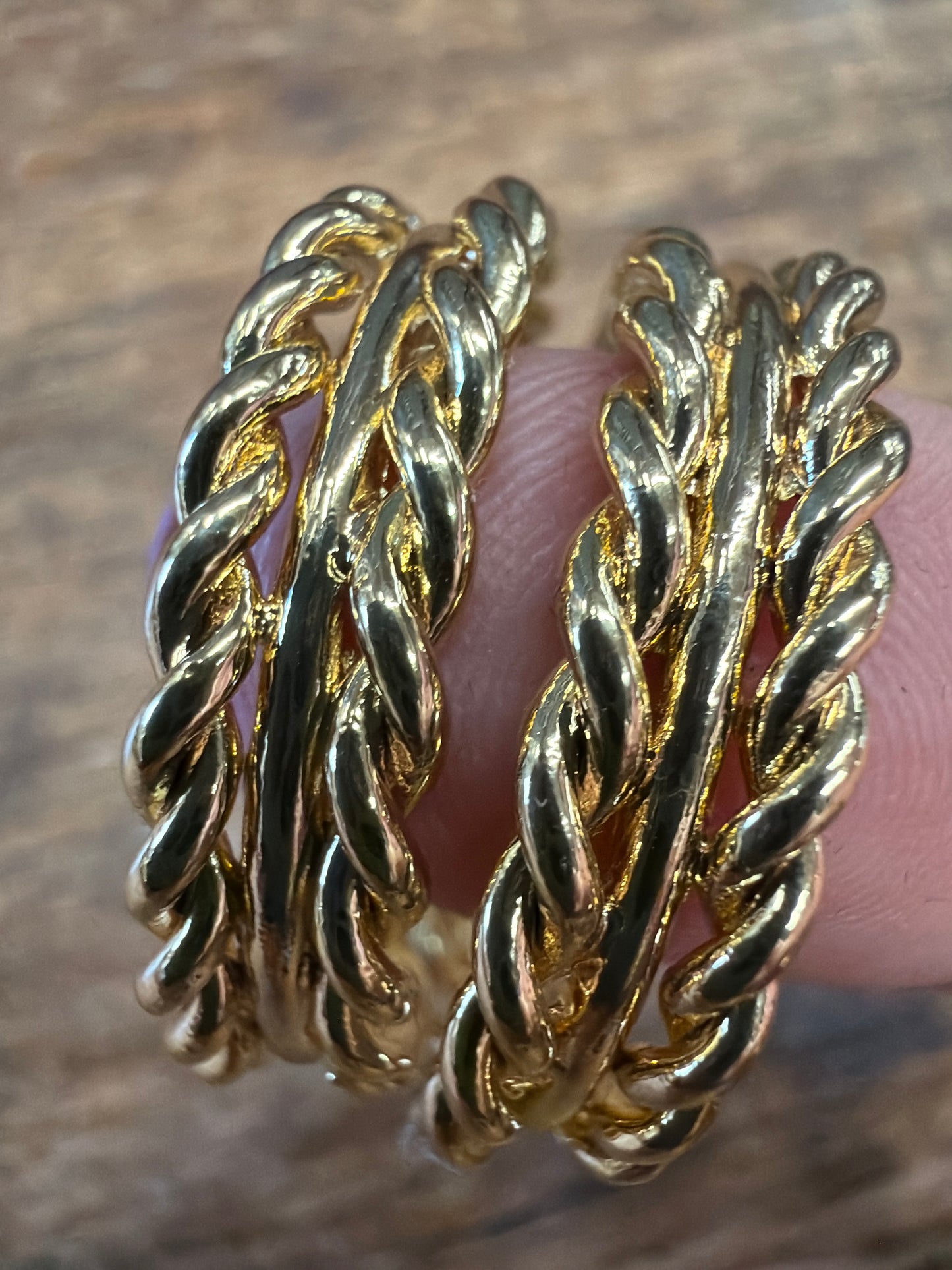 earrings lg hoop braided gold dipped
