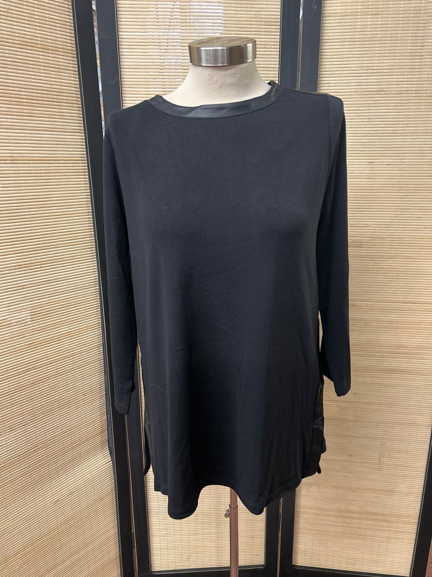 Faux Leather Trimmed Top