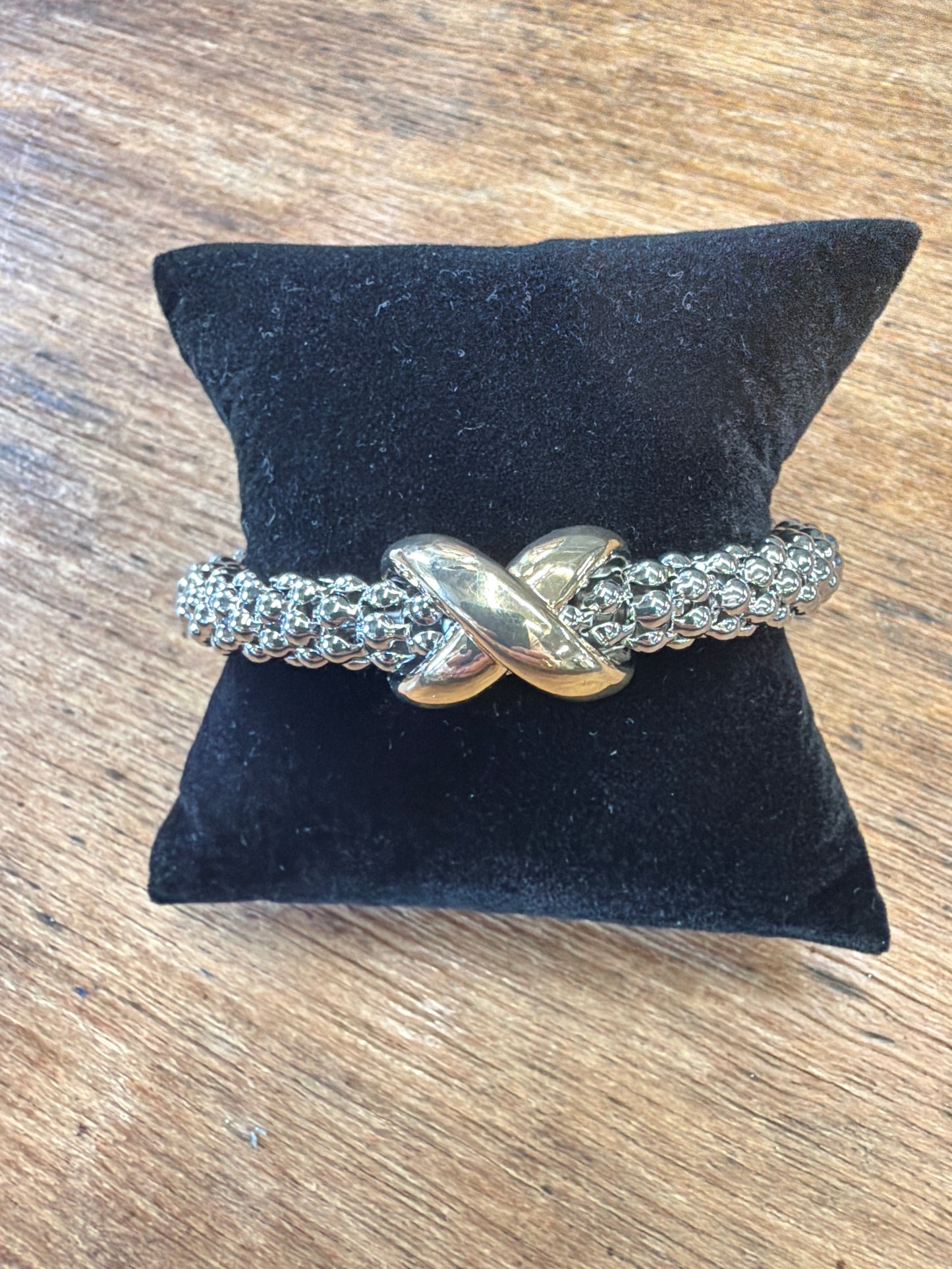 bracelet thick silver band   goldXcenter design cuff