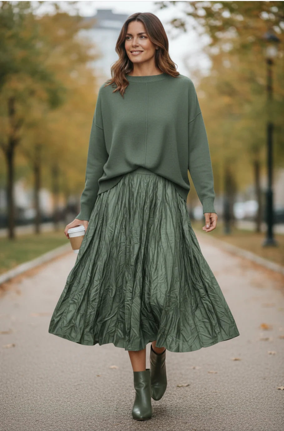 Crinkle Satin Skirt