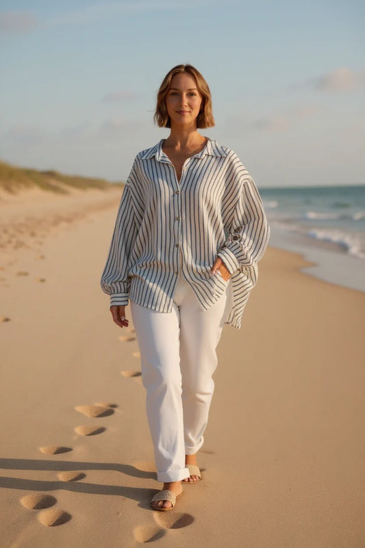 Cotton Gauze Stripe Shirt