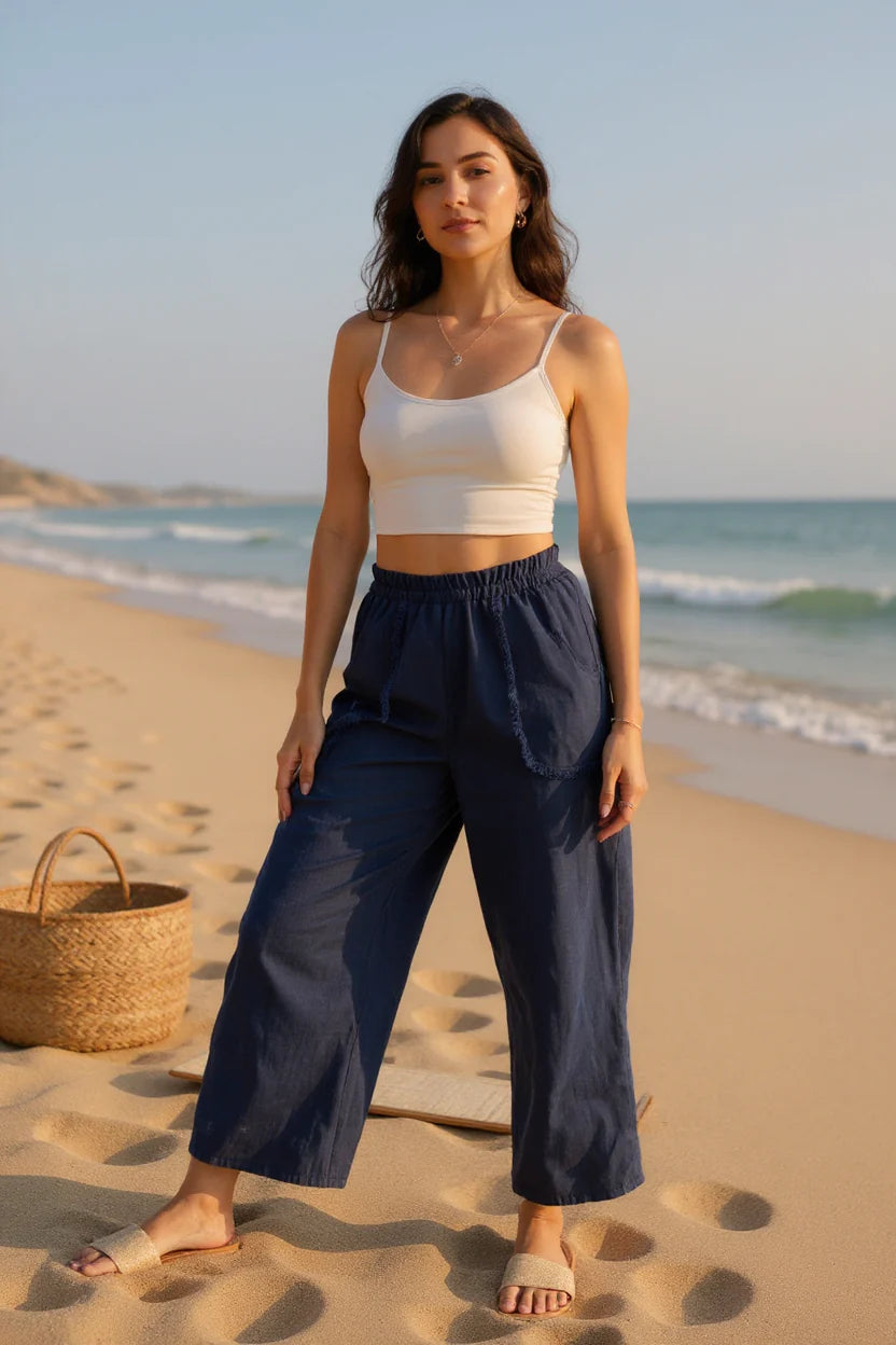 Linen Pant Fray Pocket