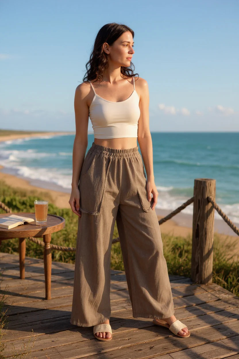 Linen Pant Fray Pocket