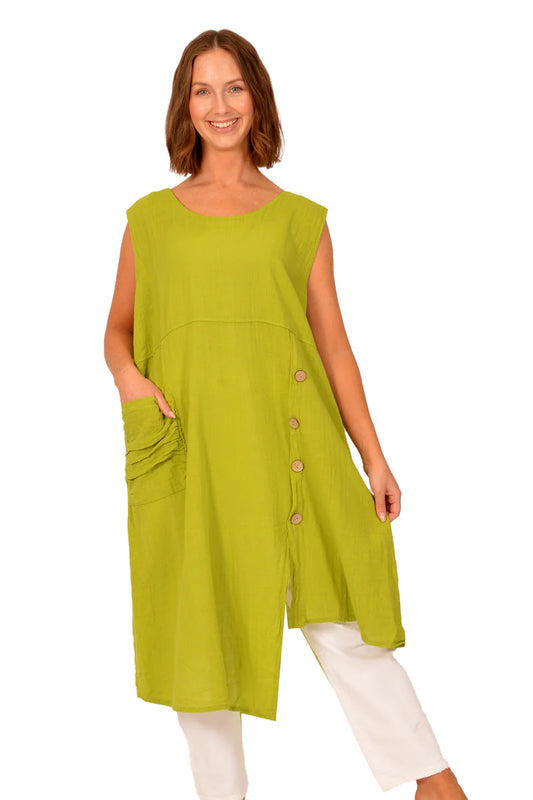 Lime Green Tunic with Button