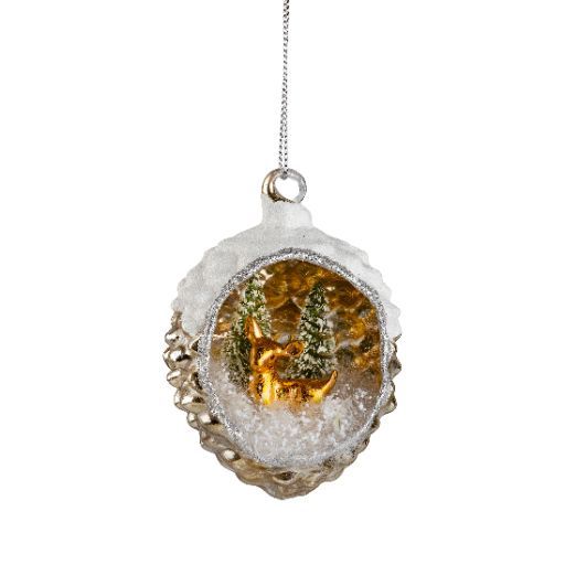 Pine Cone Ornament with Deer Inset