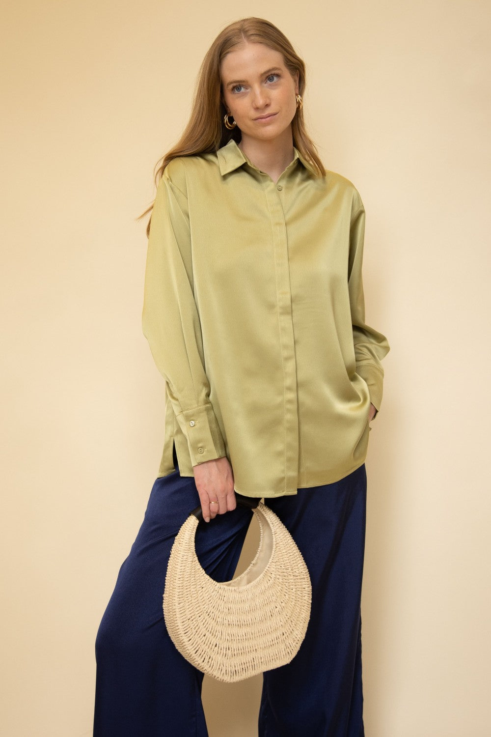 Solid Satin Wide Leg Pants