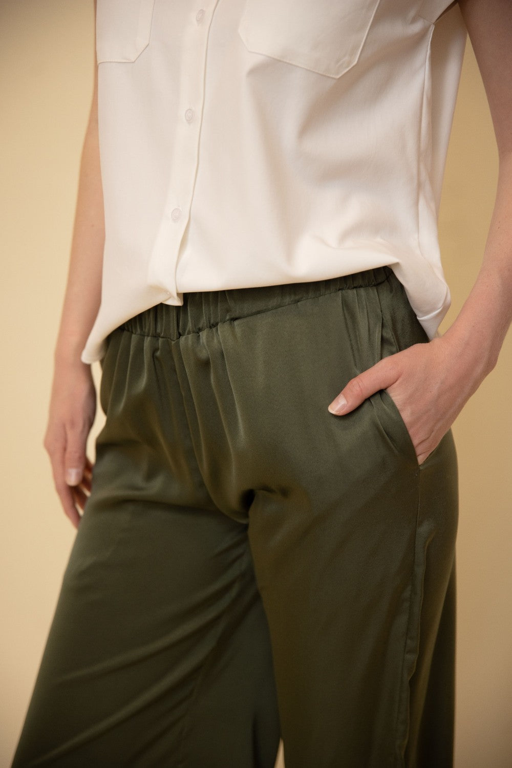 Solid Satin Wide Leg Pants