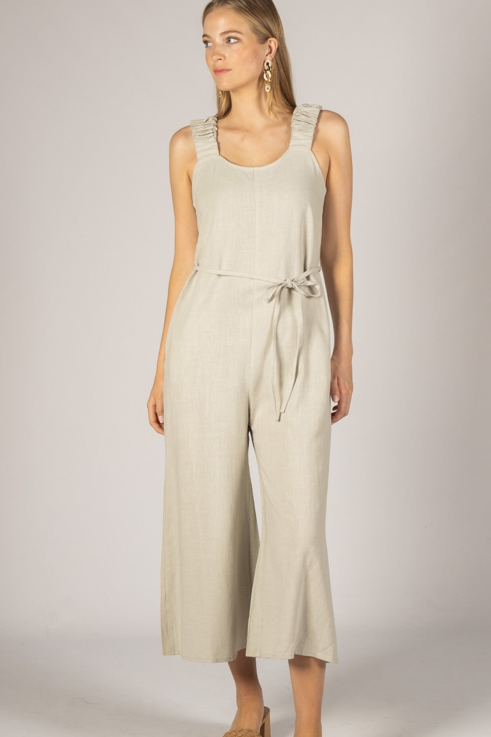 Linen Scrunchie Strap Culotte Jumpsuit