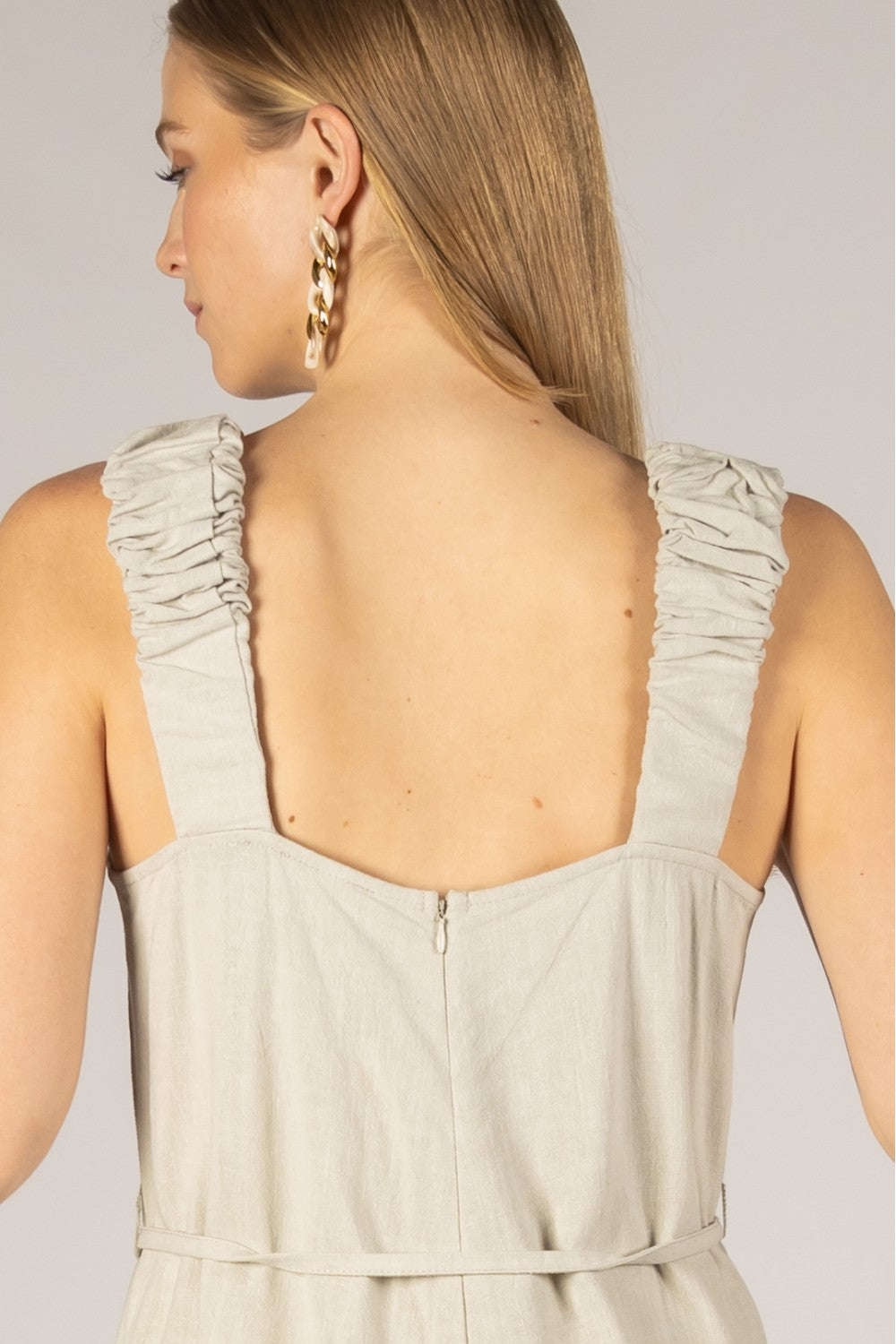 Linen Scrunchie Strap Culotte Jumpsuit