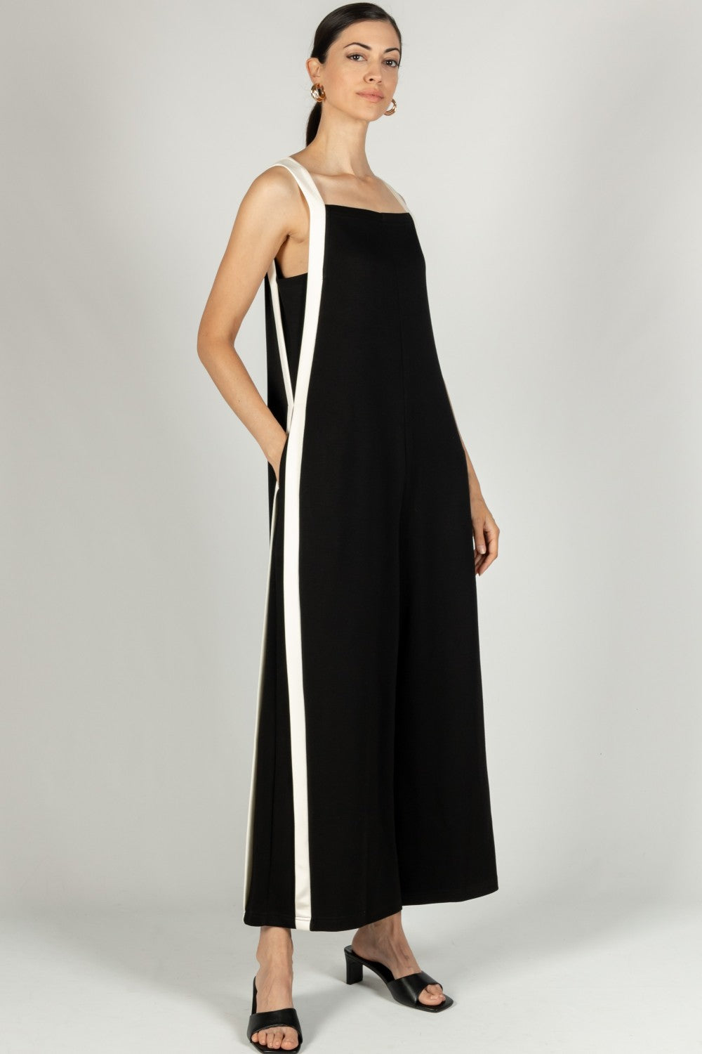 Jumpsuit Black White stripe