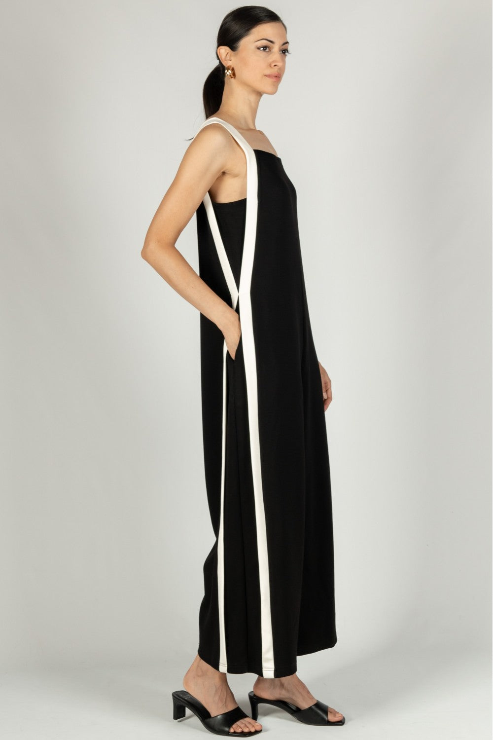 Jumpsuit Black White stripe