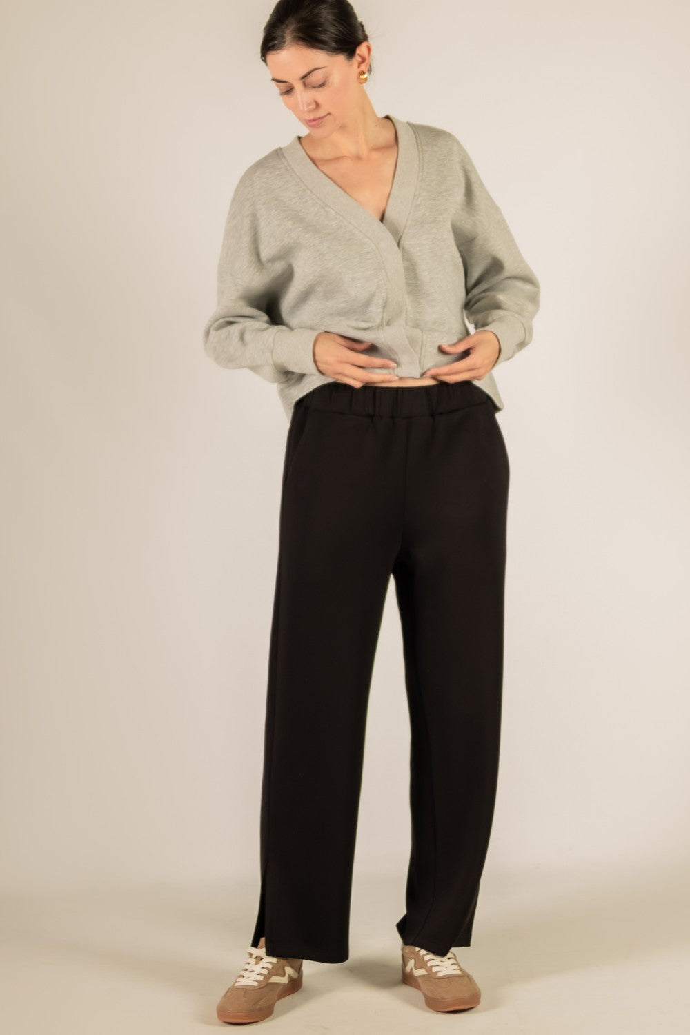Butter Modal Wide Leg Pants with Bottom Slits