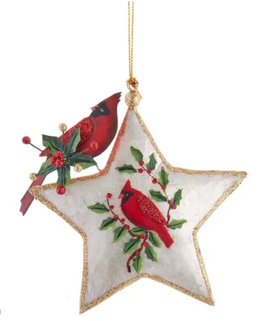 Cardinal Heart or Star Shaped Ornament