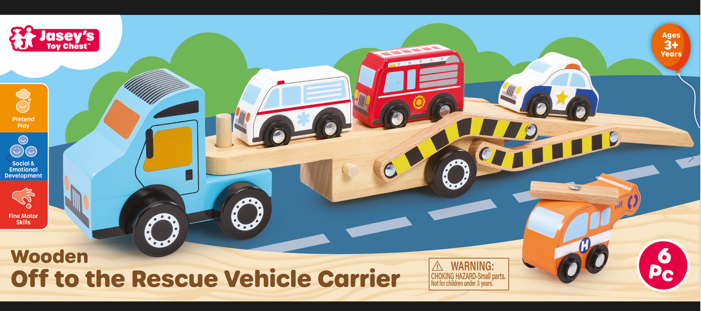 Off to the Rescue Wooden Vehicle Carrier