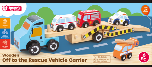 Off to the Rescue Wooden Vehicle Carrier