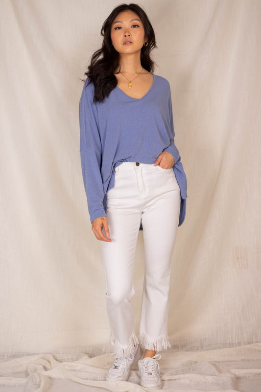 Crepe Hacci V-Neck Long Sleeve Top