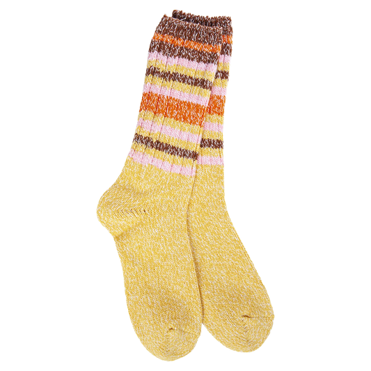 Weekend Ragg Crew Socks Honey Stripe
