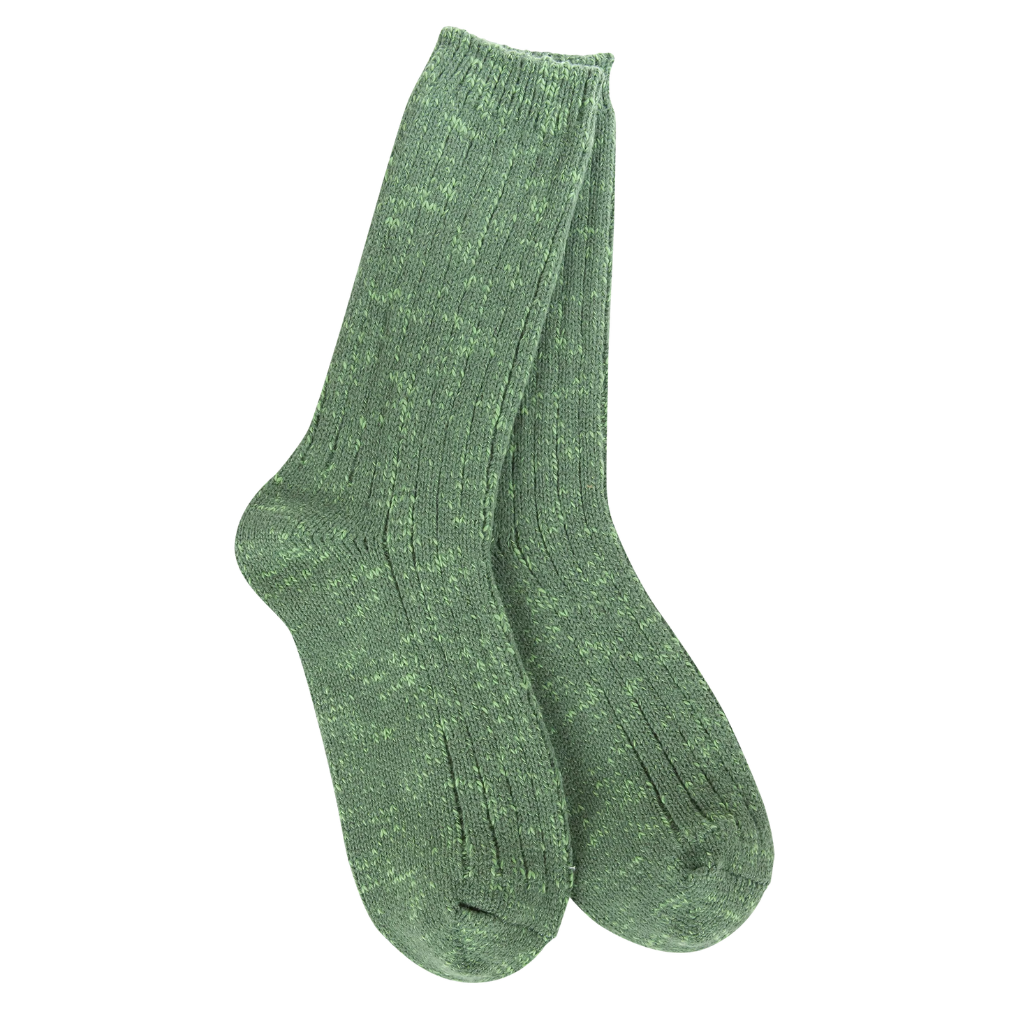 Cotton Slub Marled Crew Socks - Ivy