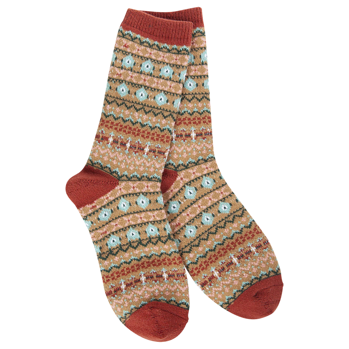 Nordic Brown Mini Crew Socks
