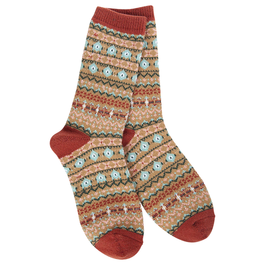 Nordic Brown Mini Crew Socks