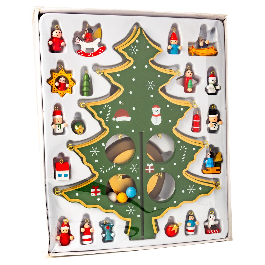 Wood Tree with Mini Ornaments