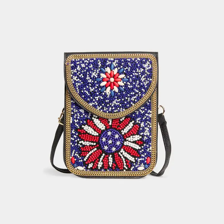 Beaded Crossbody - Americana Flower
