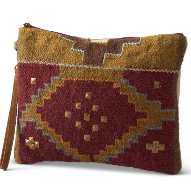 Crossbody Purse Aztec Design Burgundy
