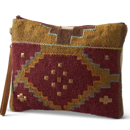 Crossbody Purse Aztec Design Burgundy