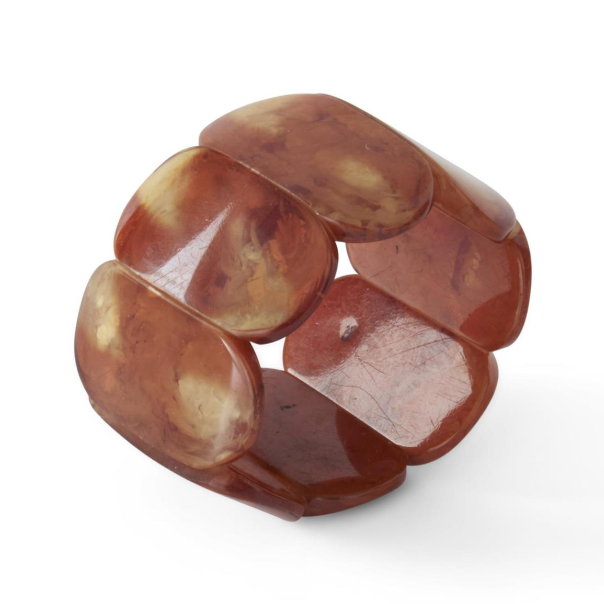 Rust Brown Marble Acrylic Necklace and Bracelet Set